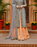 Grey & Peach Bridal Lehenga Set – A Regal Blend of Tradition and Grace