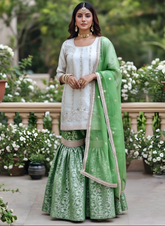 Green Banarasi Gharara Set – A Blend of Royalty and Elegance