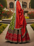 Viscose Tissue Lehenga Set with Sequins, Pearl, Katdana & Dori Work | Designer Wedding Lehenga