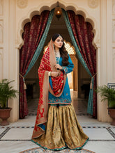 Royal Blue & Gold Bridal Gharara Dress – Gharara Dress for Wedding