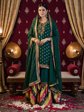 Emerald Green Chatapati Gharara Set with Zardozi & Bale Work | Elegant Festive Ensemble