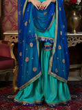 Royal Blue & Green Handcrafted Gharara Set – A Timeless Ethnic Ensemble