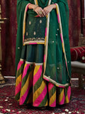 Emerald Green Chatapati Gharara Set with Silk Kameez & Chinon Dupatta | Festive Ethnic Wear