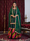 Emerald Green Chatapati Gharara Set with Silk Kameez & Chinon Dupatta | Festive Ethnic Wear