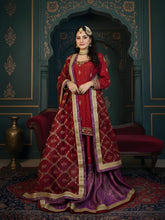 Maroon & Purple Handcrafted Farshi Bridal Gharara Set – A Timeless Royal Attire