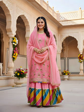 Blush Pink Pure Uppada Silk Gharara Set with Hand Zardozi Work