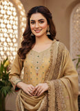 Golden Tissue Lucknowi Gharara Set with Hand Dabka Zardozi Work