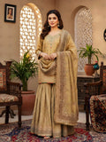 Golden Tissue Lucknowi Gharara Set with Hand Dabka Zardozi Work