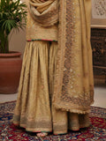 Golden Tissue Lucknowi Gharara Set with Hand Dabka Zardozi Work