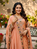Peach Silk Farshi Gharara Set with Banarasi Brocade & Hand Zardozi Work