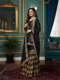 Midnight Black Chatapati Gharara Set with Hand Dabka Zardozi Work