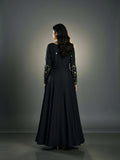 Black Upada Silk Anarkali Gown with Dabka Zardozi Work