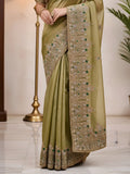 Handcrafted Tissue Organza Saree with Dabka Zardozi Work