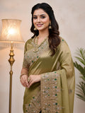 Handcrafted Tissue Organza Saree with Dabka Zardozi Work