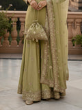 Mehendi Sharara in Pure Chanderi with Dabka Zardozi Work