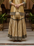 Golden Brocade Ensemble with Handcrafted Dabka, Zardozi & Nakshi Zarkon Work