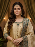 Golden Brocade Ensemble with Handcrafted Dabka, Zardozi & Nakshi Zarkon Work