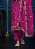 Purple Upada Silk Suit with Dabka & Zardozi Work | Pure Chinon Dupatta – Perfect for Weddings & Festive Occasions