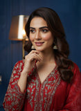 Red Pure Organza Suit with Dabka Zardozi Work & Dupatta – Wedding Wear