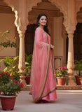 Pure Raw Silk Pink Gharara Set with Pure Organza Dupatta
