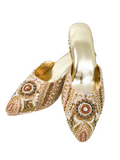 Buy Jutti – Golden Handcrafted Embroidered Heeled Jutti for Women