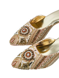 Buy Jutti – Golden Handcrafted Embroidered Heeled Jutti for Women