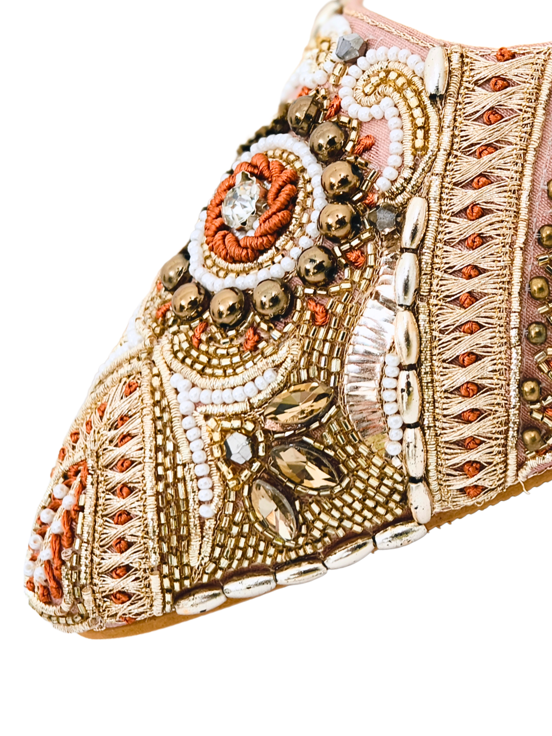Buy Jutti – Golden Handcrafted Embroidered Heeled