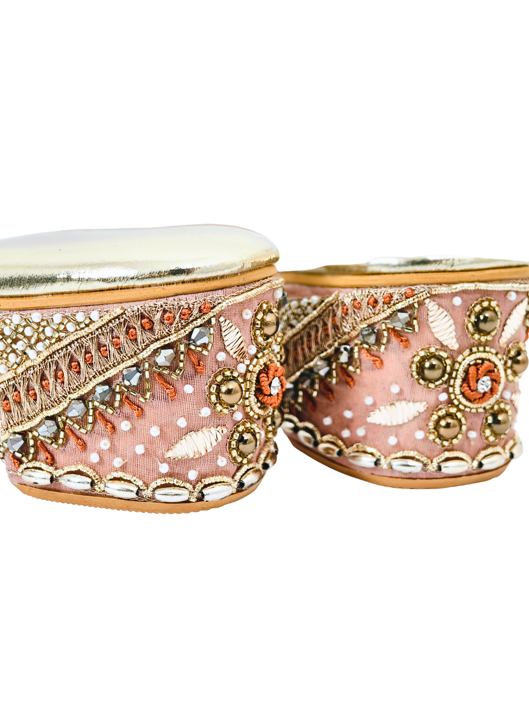 Buy Jutti – Golden Handcrafted Embroidered Heeled