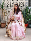 Luxury Handcrafted Pastel Pink & Gold Sharara Set – A Timeless Fusion of Elegance & Tradition