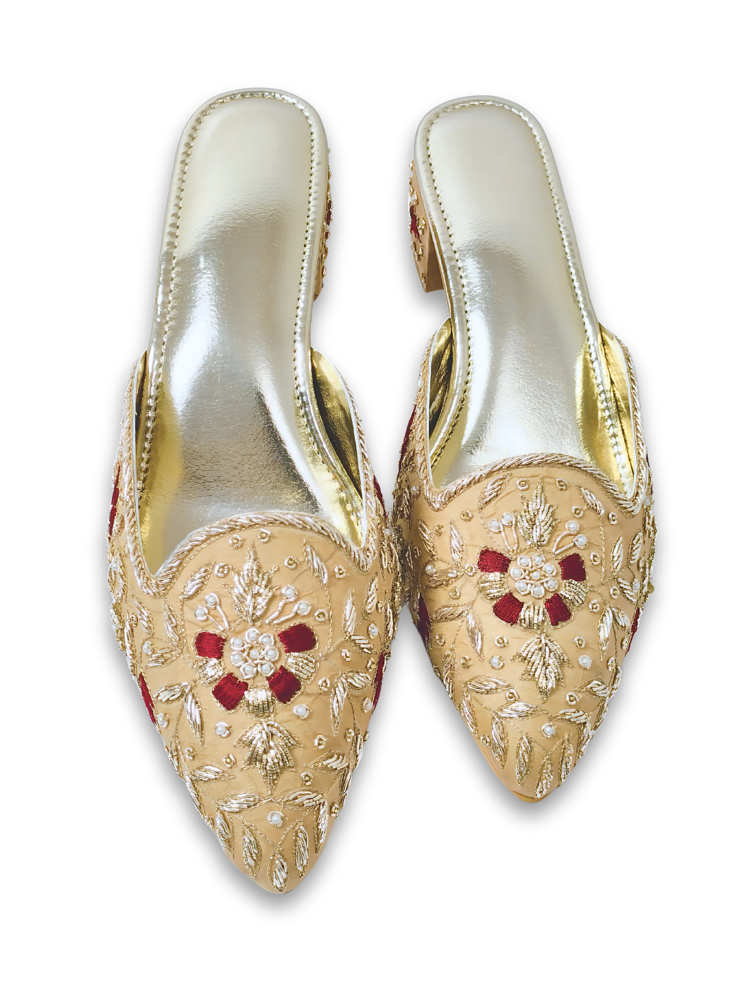 Buy Jutti – Beige Embroidered Heel Jutti for Women