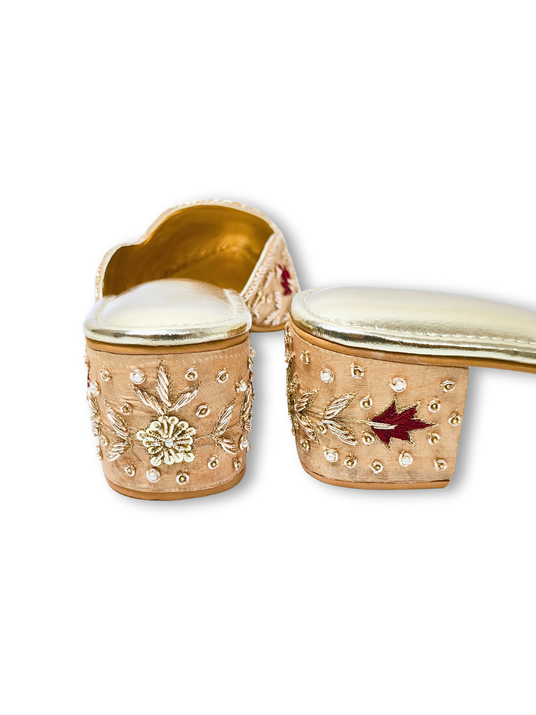 Buy Jutti – Beige Embroidered Heel Jutti for Women