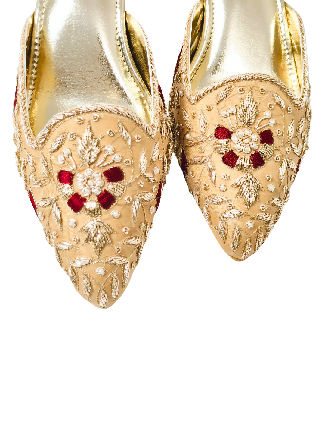 Buy Jutti – Beige Embroidered Heel Jutti for Women