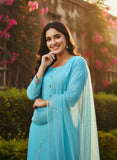 Sky Blue Pure Organza Suit with Gota & Sequin Work – A Touch of Serenity