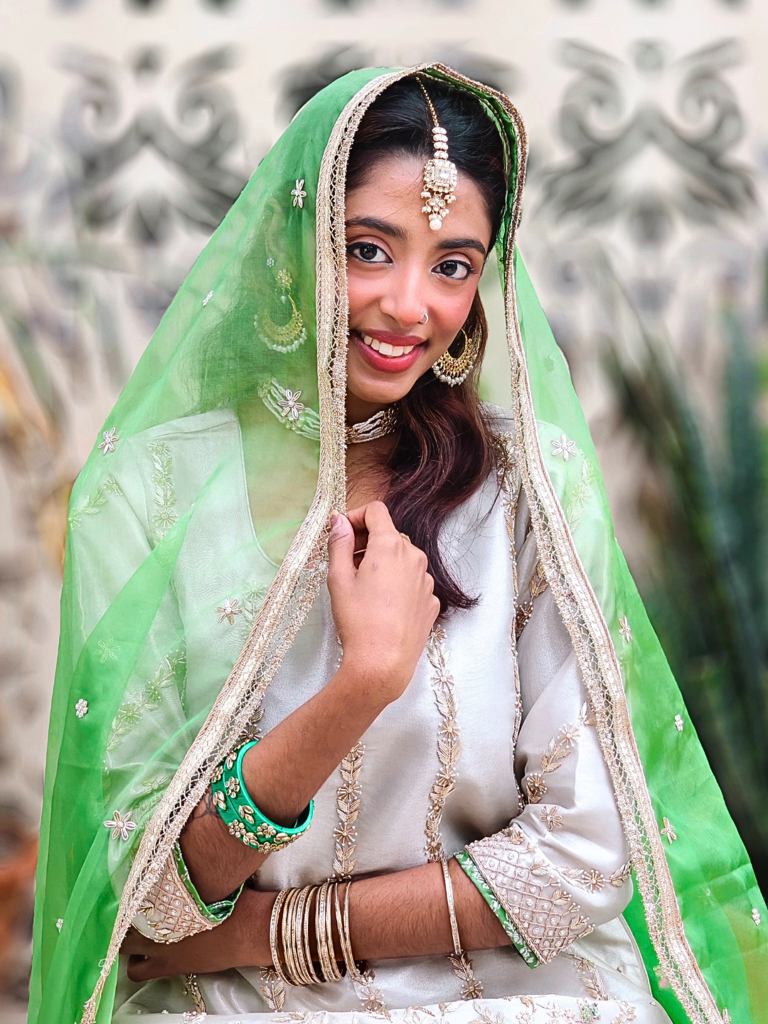 Green Banarasi Gharara Set