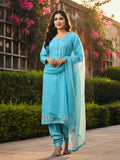Sky Blue Pure Organza Suit with Gota & Sequin Work – A Touch of Serenity