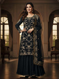 Black Pure Silk Gharara Set with Hand Zardozi Work