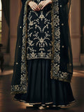 Black Pure Silk Gharara Set with Hand Zardozi Work