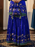 Royal Blue Pure Silk Gharara Set with Chinon Dupatta