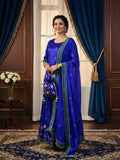Royal Blue Pure Silk Gharara Set with Chinon Dupatta