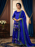 Royal Blue Pure Silk Gharara Set with Chinon Dupatta
