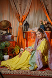 Sunshine Yellow Gharara Set – Elegant Mehndi & Haldi Outfit with Pastel Dupatta