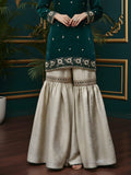 Emerald Tissue Gharara Set for Mehendi with Zardozi Work