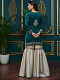 Emerald Tissue Gharara Set for Mehendi with Zardozi Work