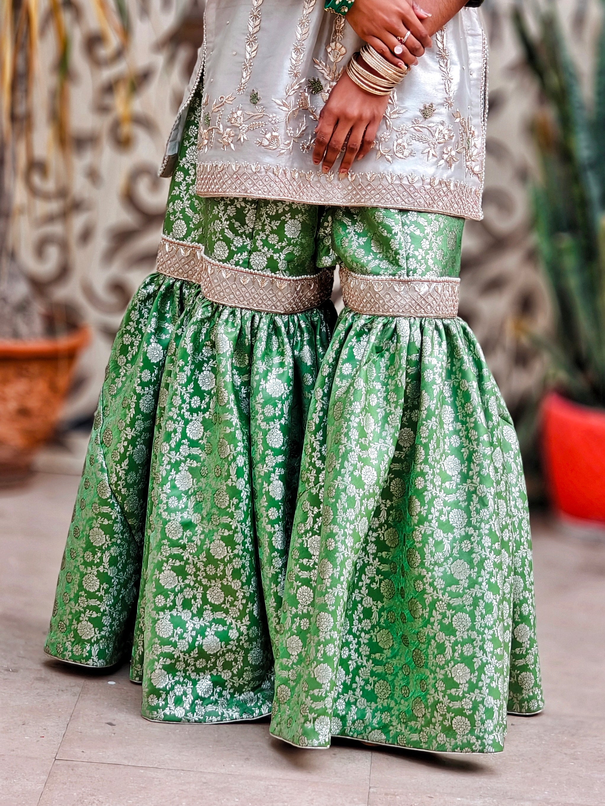 Green Banarasi Gharara Set