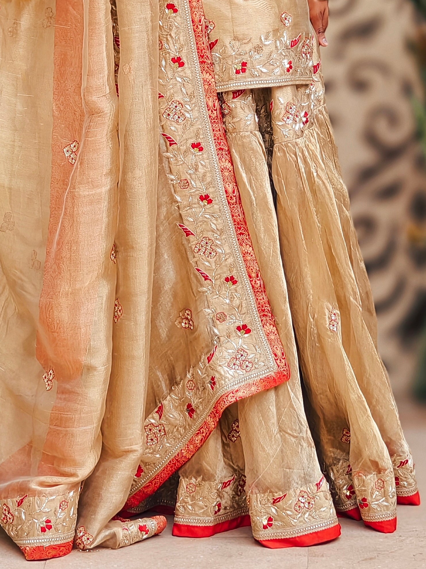 Pink Embroidered Sharara Set