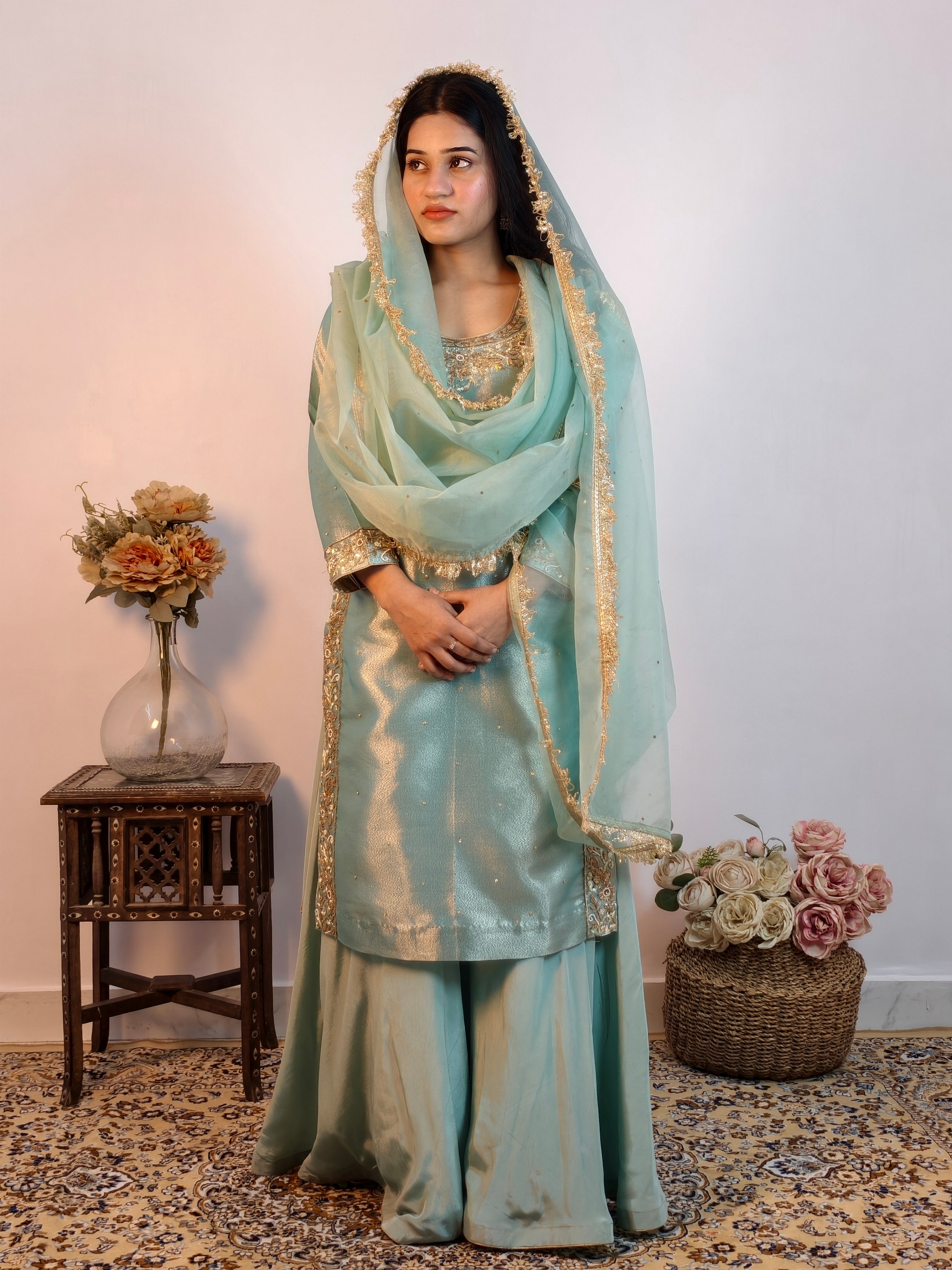 Mint Blue Sharara Suit