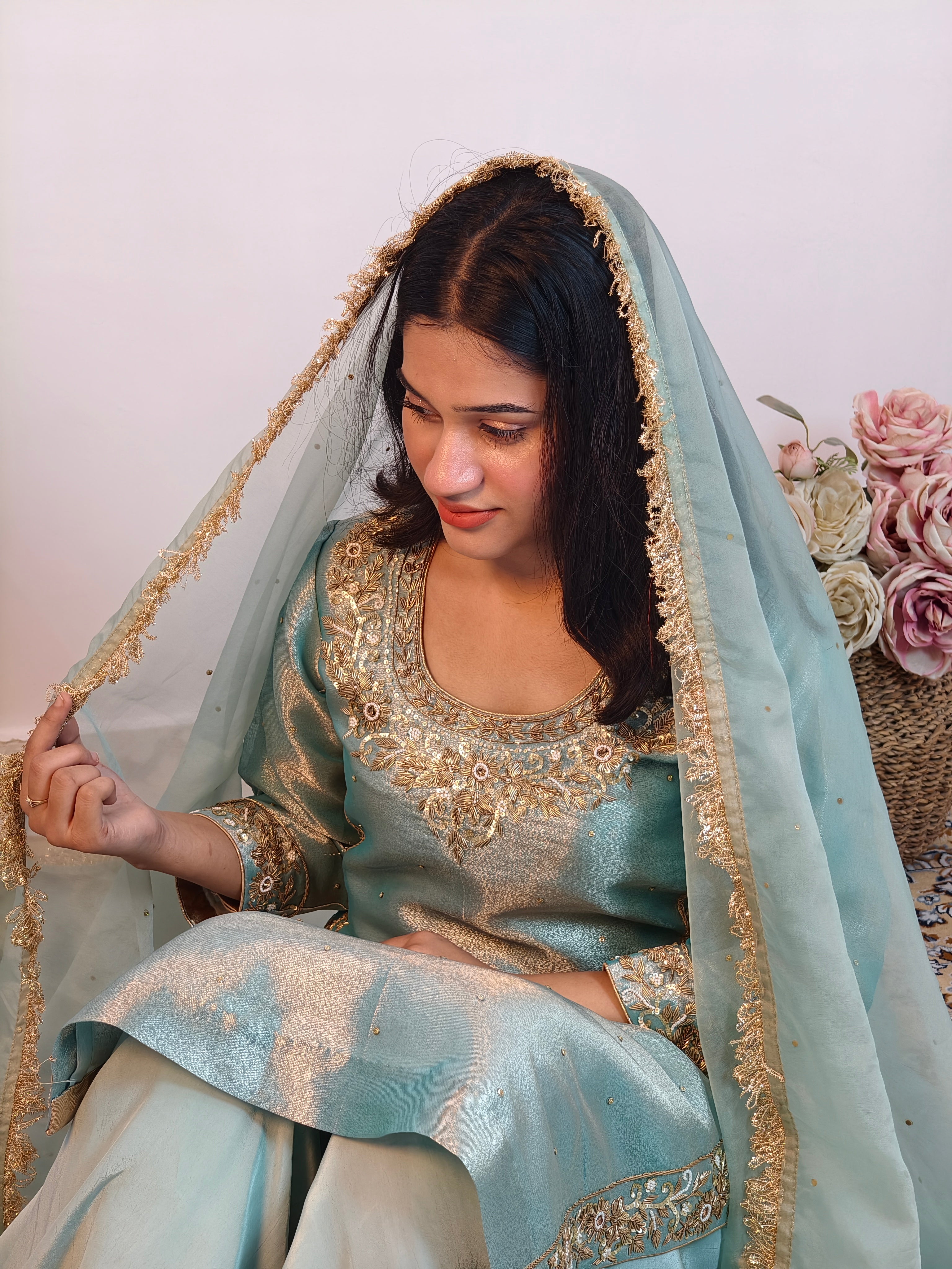 Mint Blue Sharara Suit