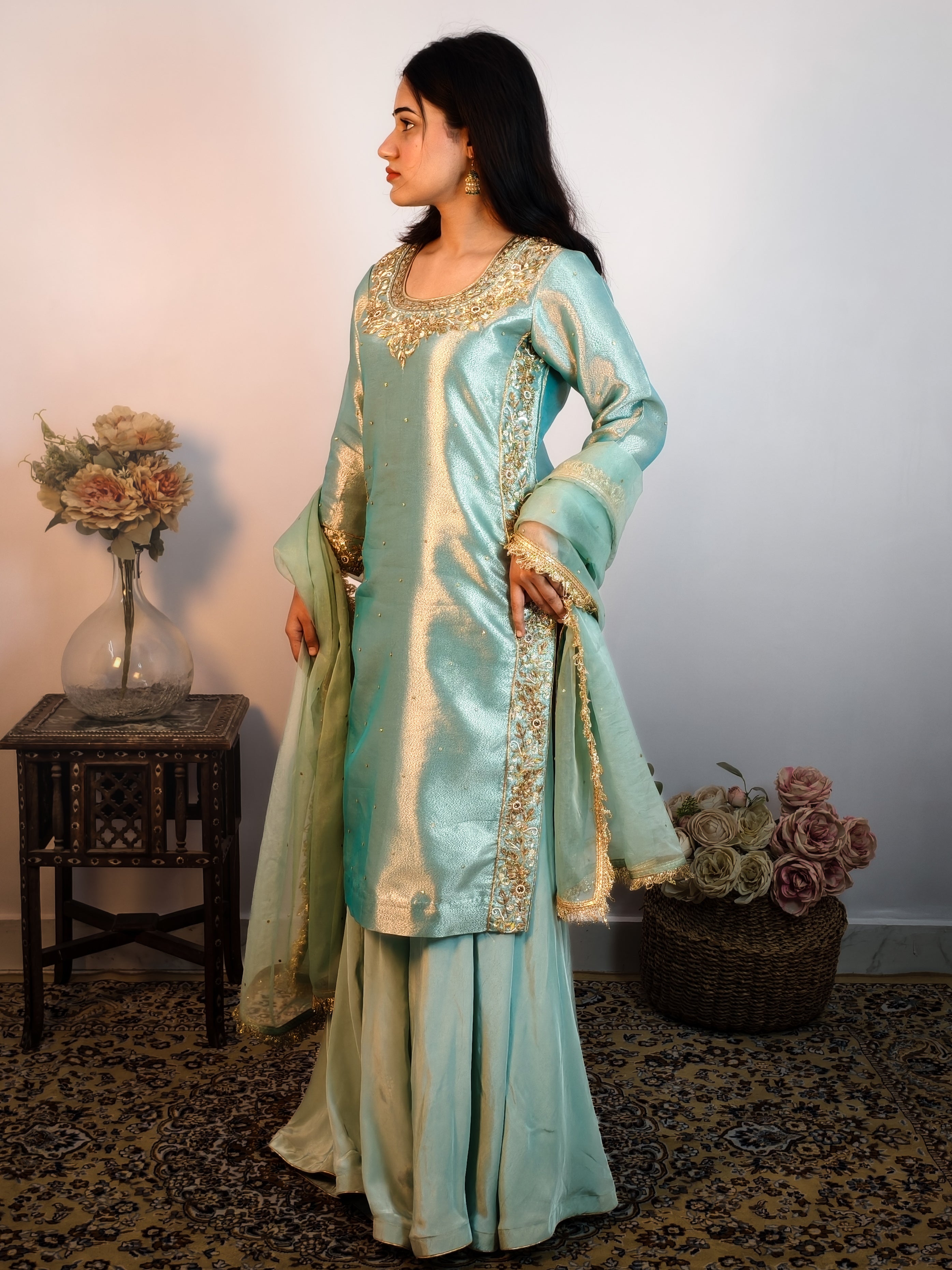 Mint Blue Sharara Suit