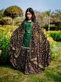 Designer Bottle Green & Black Sharara Set – Handcrafted Embroidered Wedding & Party Wear Outfit