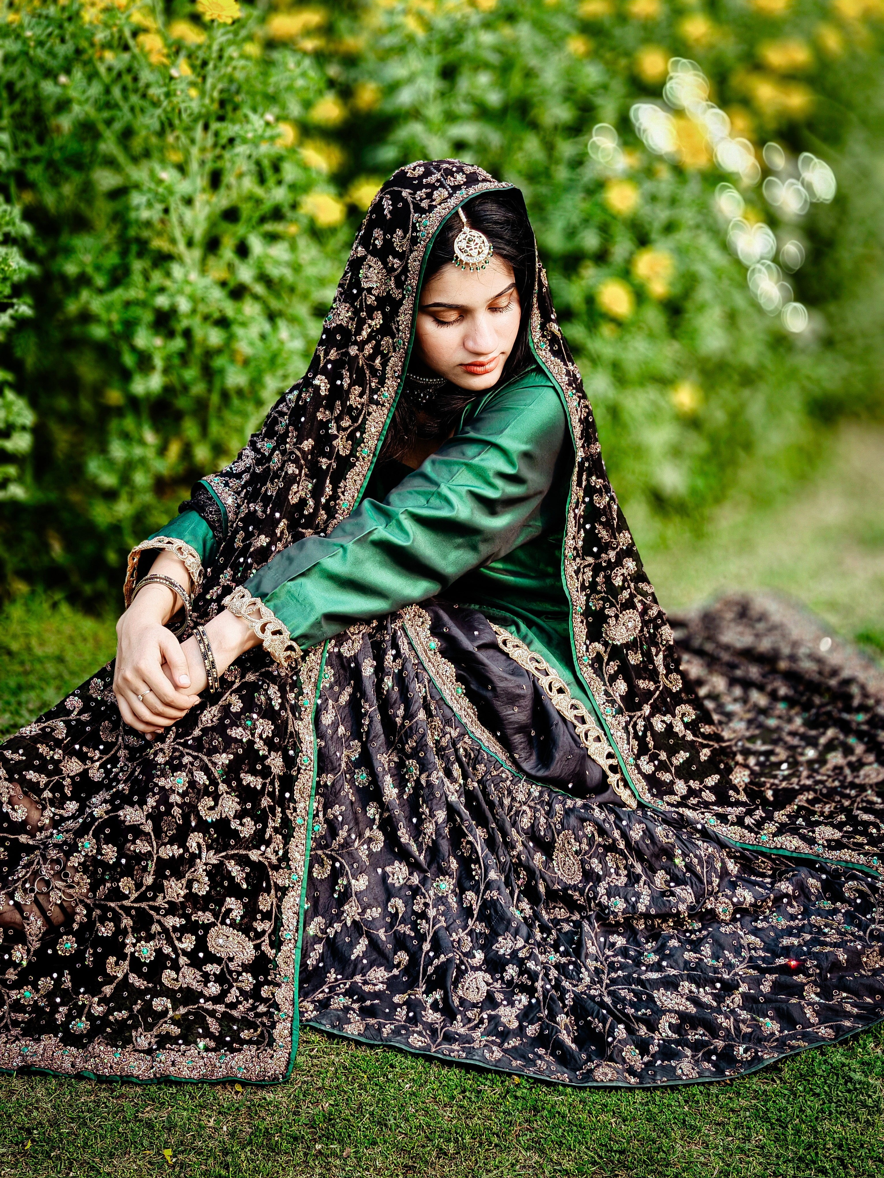Emerald Green Gharara Dress – Royal Elegance in Every Thread
